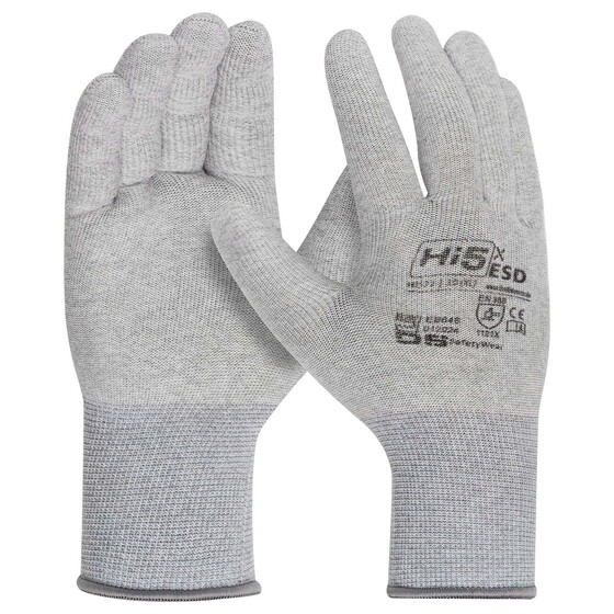 Hi5 X ESD Handschuhe, Carbon/Spandex, grau - 1